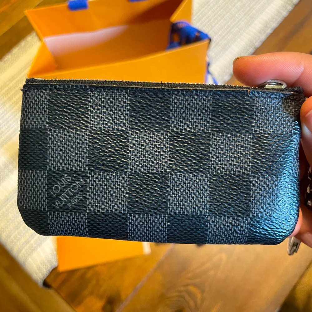 Louis Vuitton Black and Gray Checkered Wallet